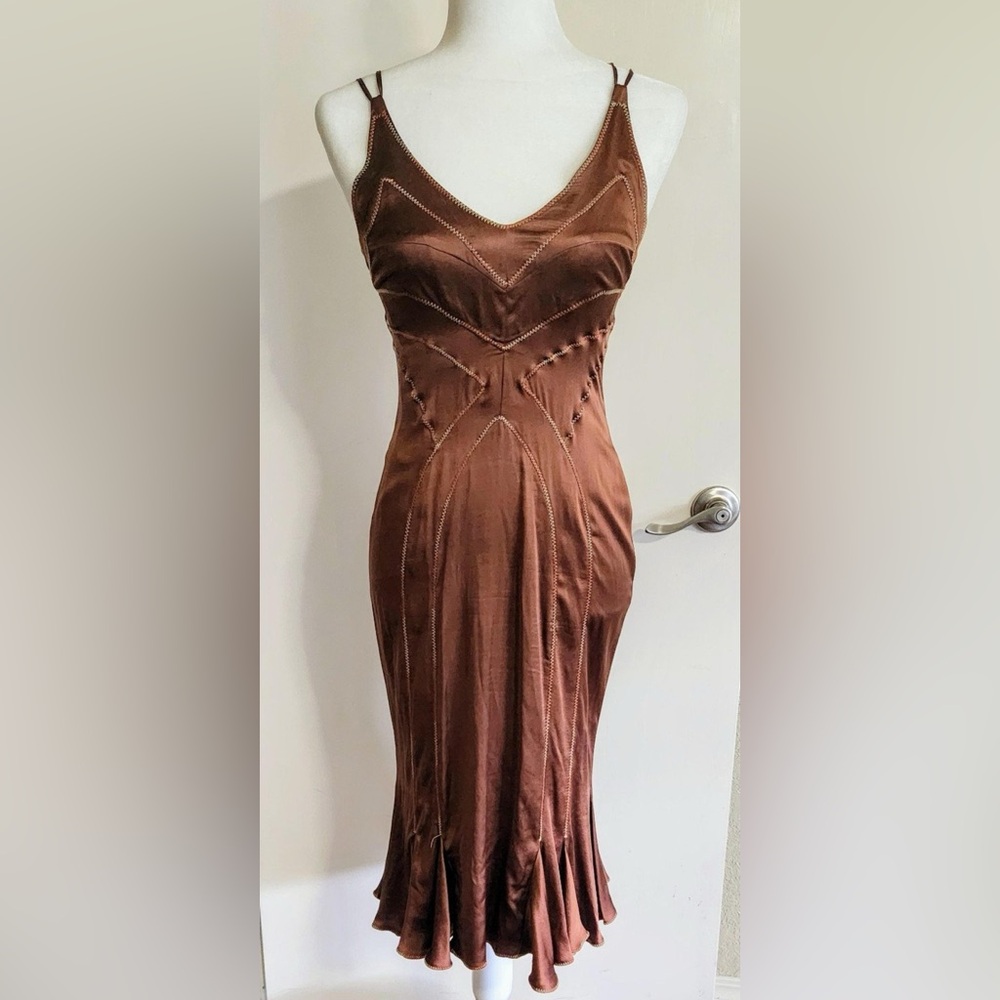 Just Cavalli brown silk slip dress